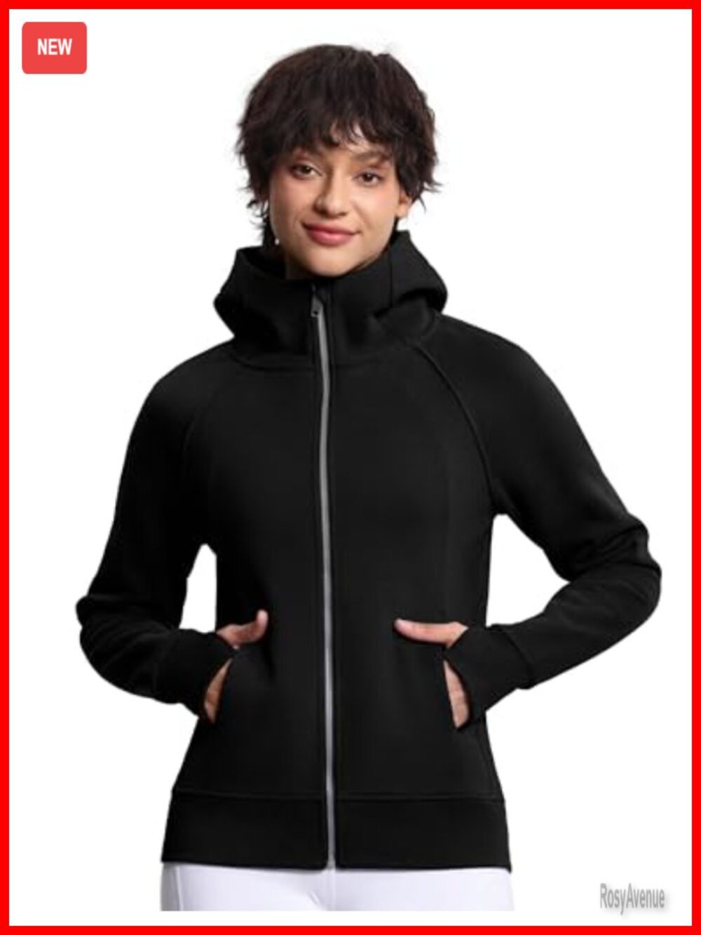 Women Full Zip Fleece Hoodie Workout Jacket Sweatshirt Thumbholes Pockets